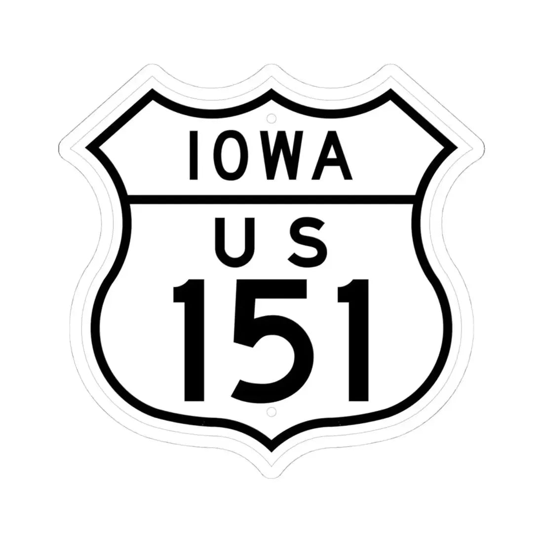 US 151 Iowa 1948 (Iowa) (Road Sign) STICKER Vinyl Kiss-Cut Decal 4 Inch White - The Sticker Space