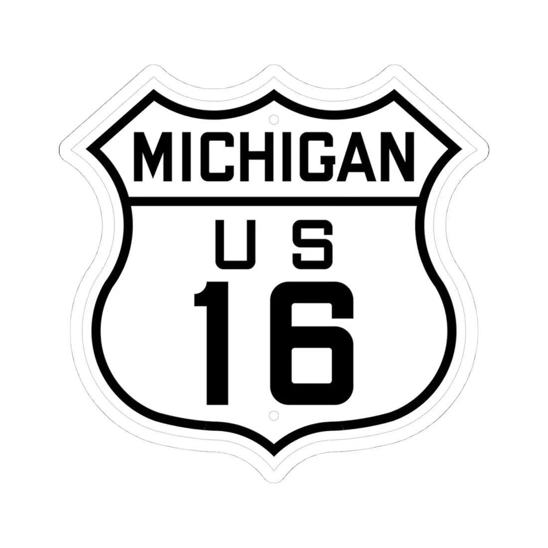 US 16 Michigan 1926 (Michigan) (Road Sign) STICKER Vinyl Kiss-Cut Decal 4 Inch White - The Sticker Space
