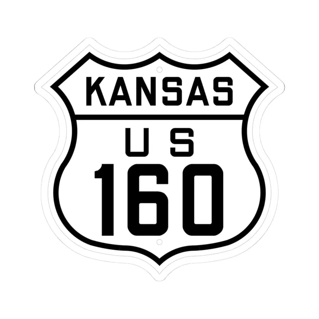 US 160 Kansas 1926 (Kansas) (Road Sign) STICKER Vinyl Kiss-Cut Decal 3 Inch White - The Sticker Space