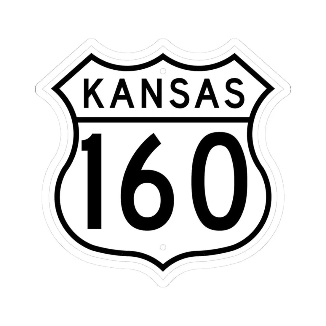 US 160 Kansas 1962 (Kansas) (Road Sign) STICKER Vinyl Kiss-Cut Decal 3 Inch White - The Sticker Space