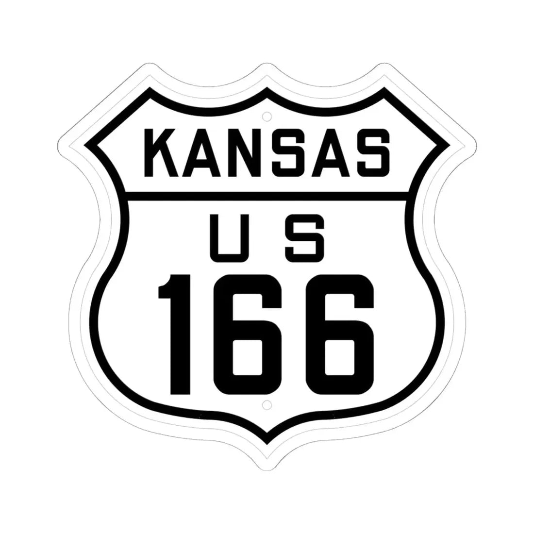 US 166 Kansas 1926 (Kansas) (Road Sign) STICKER Vinyl Kiss-Cut Decal 6 Inch White - The Sticker Space