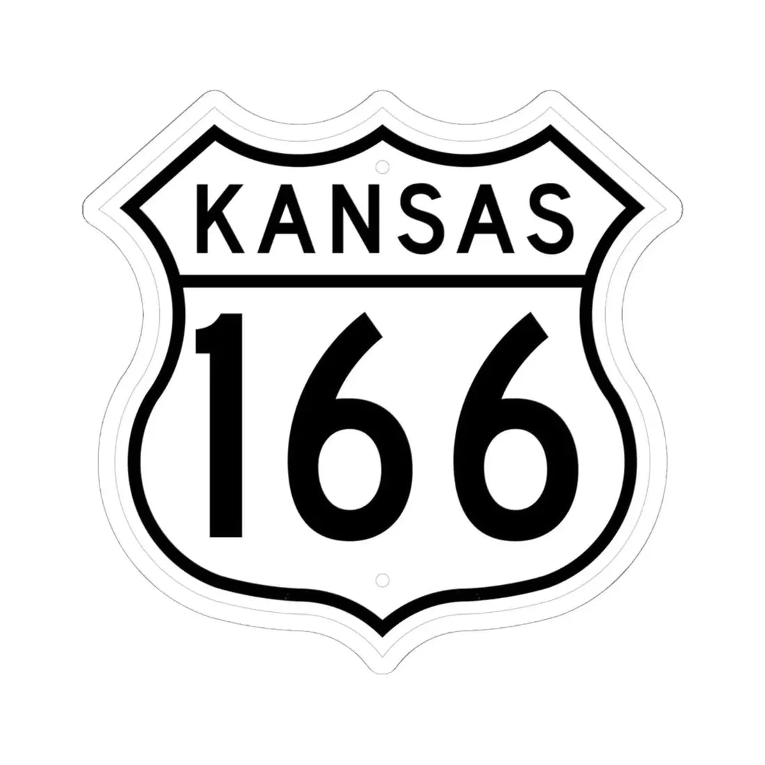 US 166 Kansas 1962 (Kansas) (Road Sign) STICKER Vinyl Kiss-Cut Decal 6 Inch White - The Sticker Space