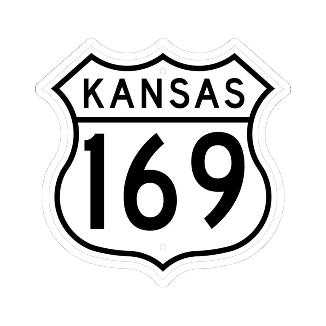 US 169 Kansas 1962 (Kansas) (Road Sign) STICKER Vinyl Kiss-Cut Decal 4 Inch White - The Sticker Space