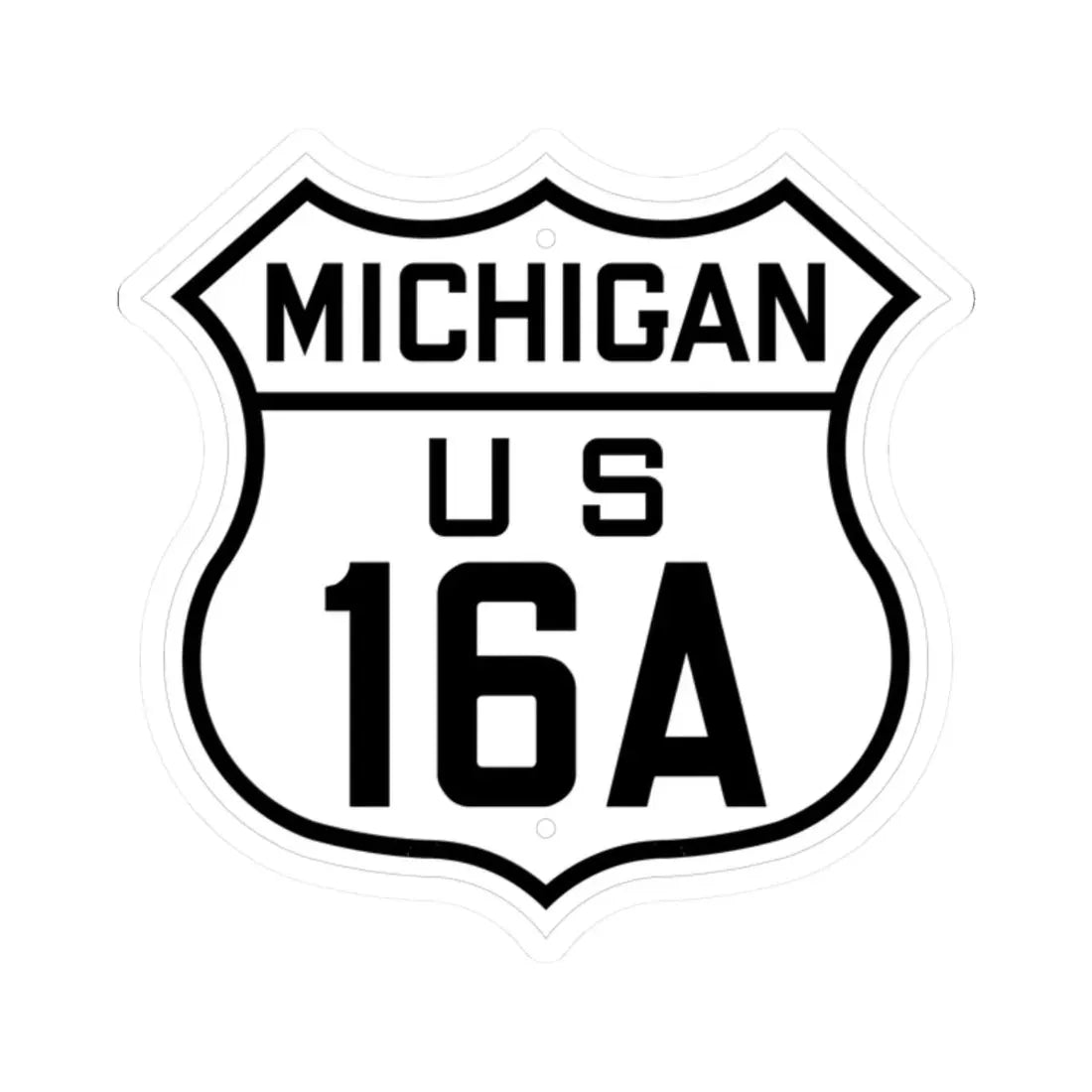 US 16A Michigan 1926 (Michigan) (Road Sign) STICKER Vinyl Kiss-Cut Decal 2 Inch White - The Sticker Space