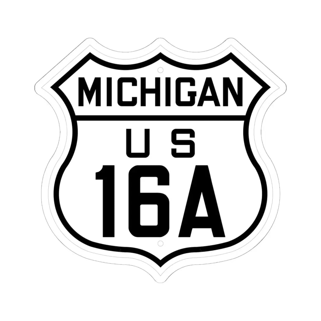 US 16A Michigan 1926 (Michigan) (Road Sign) STICKER Vinyl Kiss-Cut Decal 6 Inch White - The Sticker Space