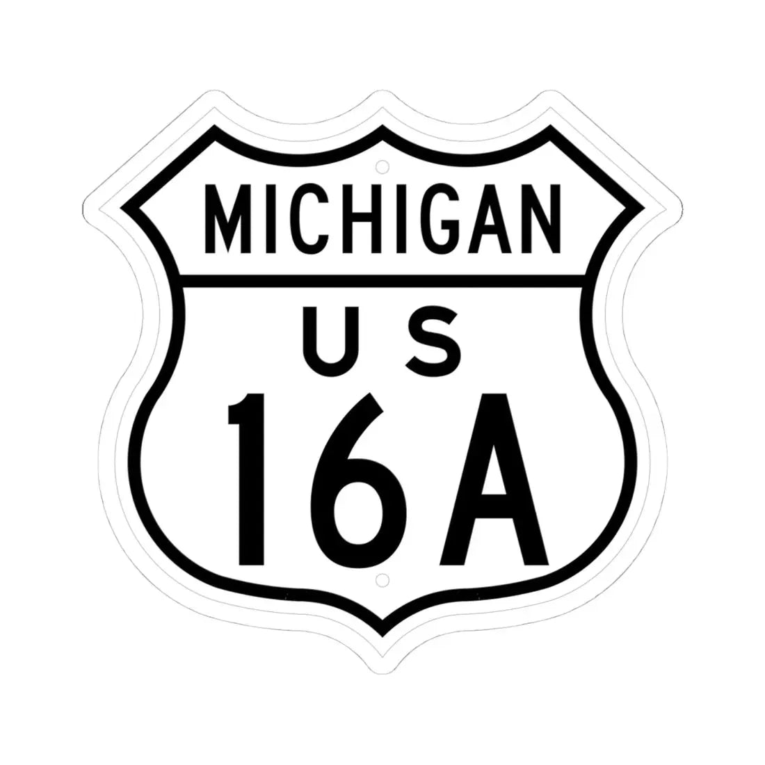 US 16A Michigan 1948 (Michigan) (Road Sign) STICKER Vinyl Kiss-Cut Decal 4 Inch White - The Sticker Space