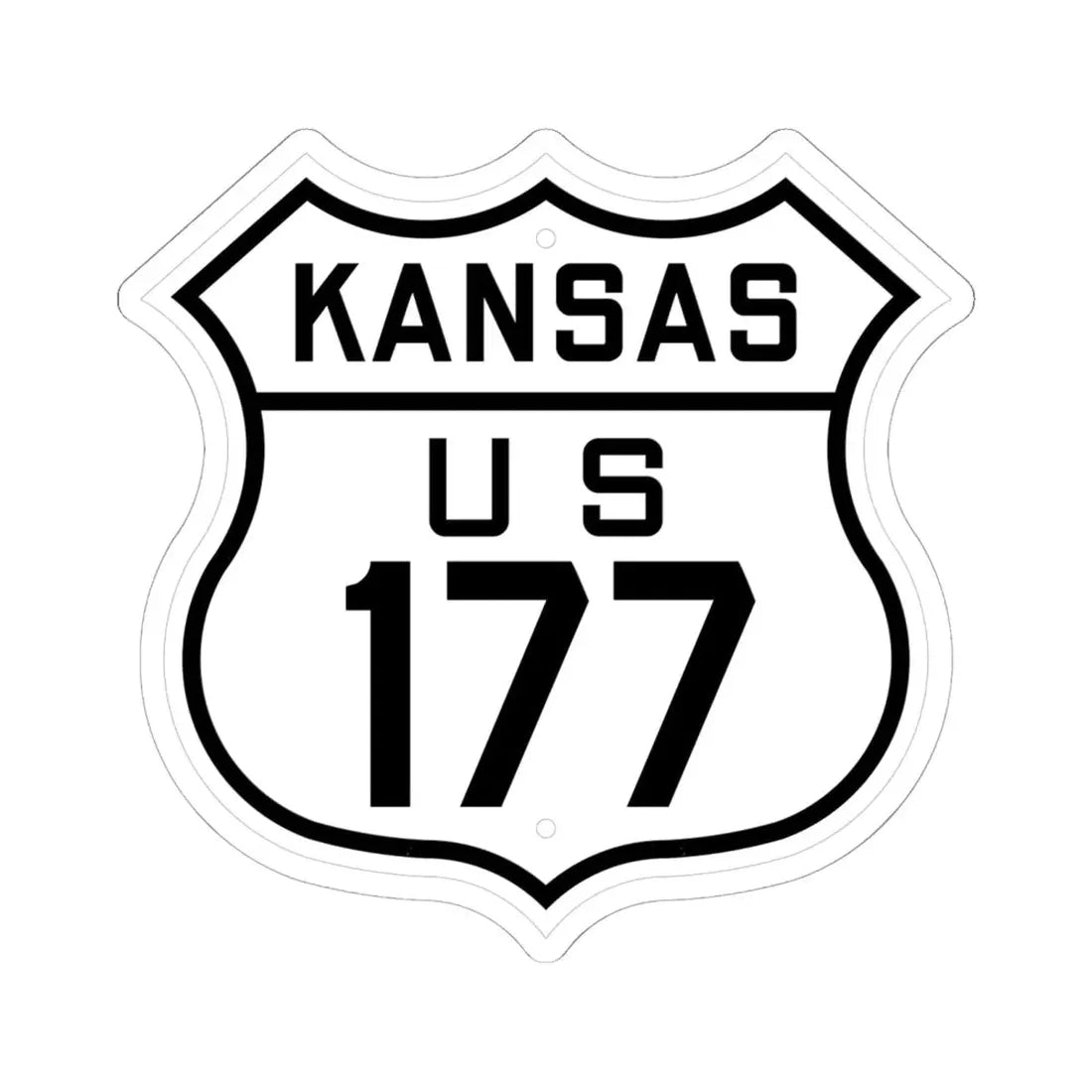 US 177 Kansas 1926 (Kansas) (Road Sign) STICKER Vinyl Kiss-Cut Decal 6 Inch White - The Sticker Space