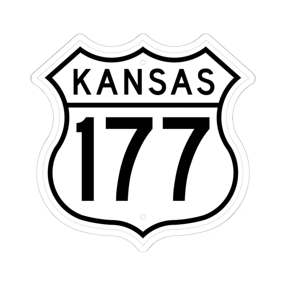US 177 Kansas 1962 (Kansas) (Road Sign) STICKER Vinyl Kiss-Cut Decal 6 Inch White - The Sticker Space