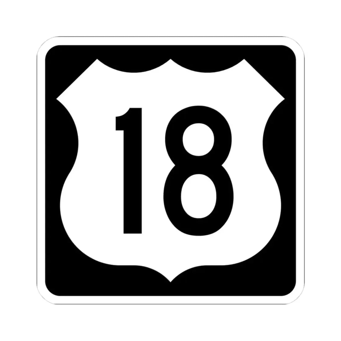 US 18 IA (Iowa) (Road Sign) STICKER Vinyl Kiss-Cut Decal 3 Inch White - The Sticker Space
