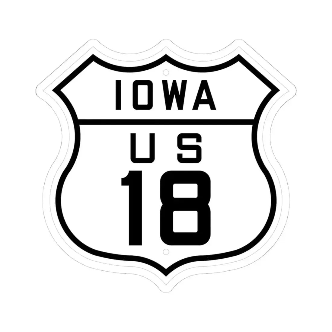 US 18 Iowa 1926 (Iowa) (Road Sign) STICKER Vinyl Kiss-Cut Decal 4 Inch White - The Sticker Space