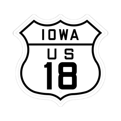 US 18 Iowa 1926 (Iowa) (Road Sign) STICKER Vinyl Kiss-Cut Decal 4 Inch White - The Sticker Space