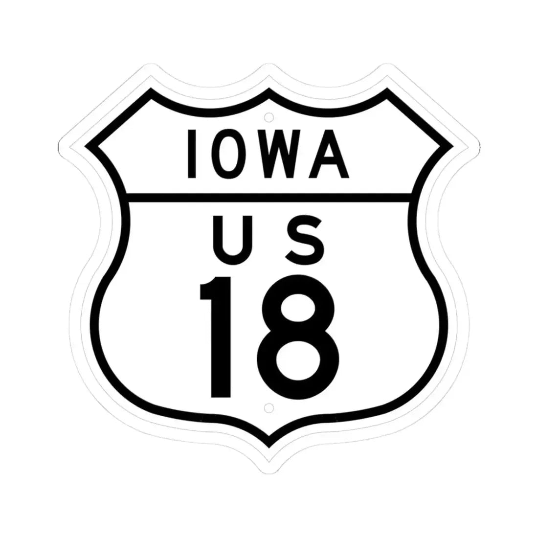 US 18 Iowa 1948 (Iowa) (Road Sign) STICKER Vinyl Kiss-Cut Decal 3 Inch White - The Sticker Space