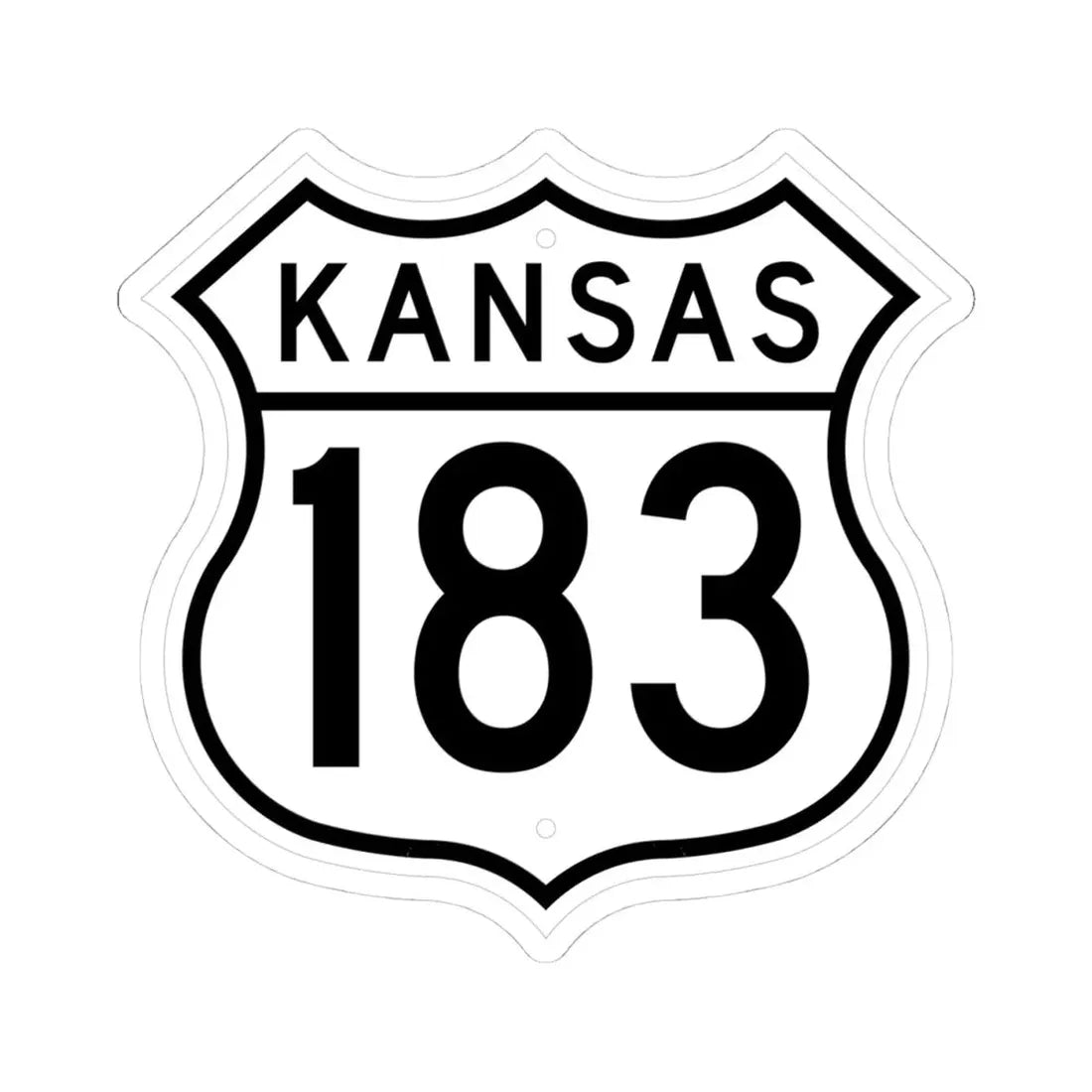 US 183 Kansas 1962 (Kansas) (Road Sign) STICKER Vinyl Kiss-Cut Decal 4 Inch White - The Sticker Space