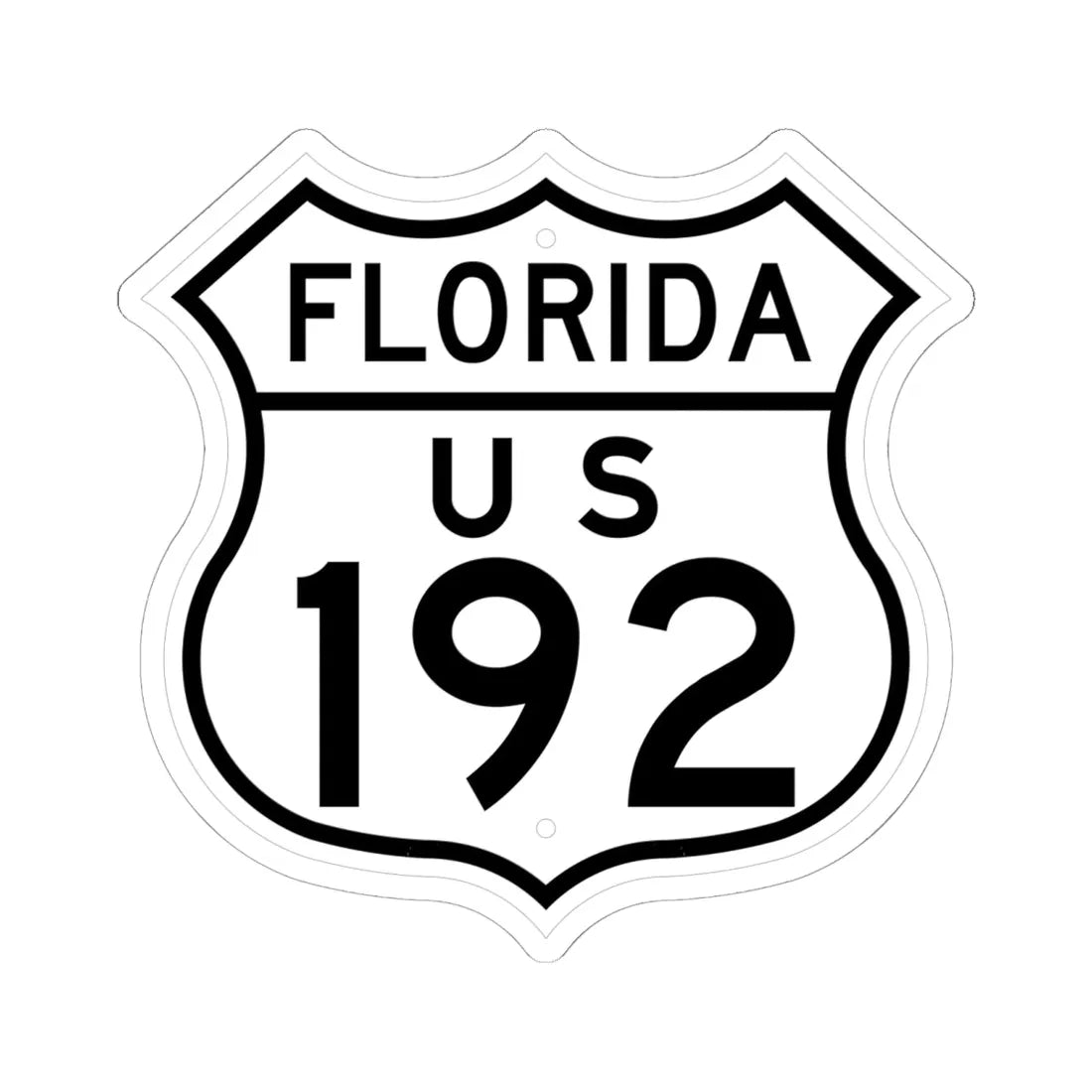 US 192 Florida 1948 (Florida) (Road Sign) STICKER Vinyl Kiss-Cut Decal 6 Inch White - The Sticker Space