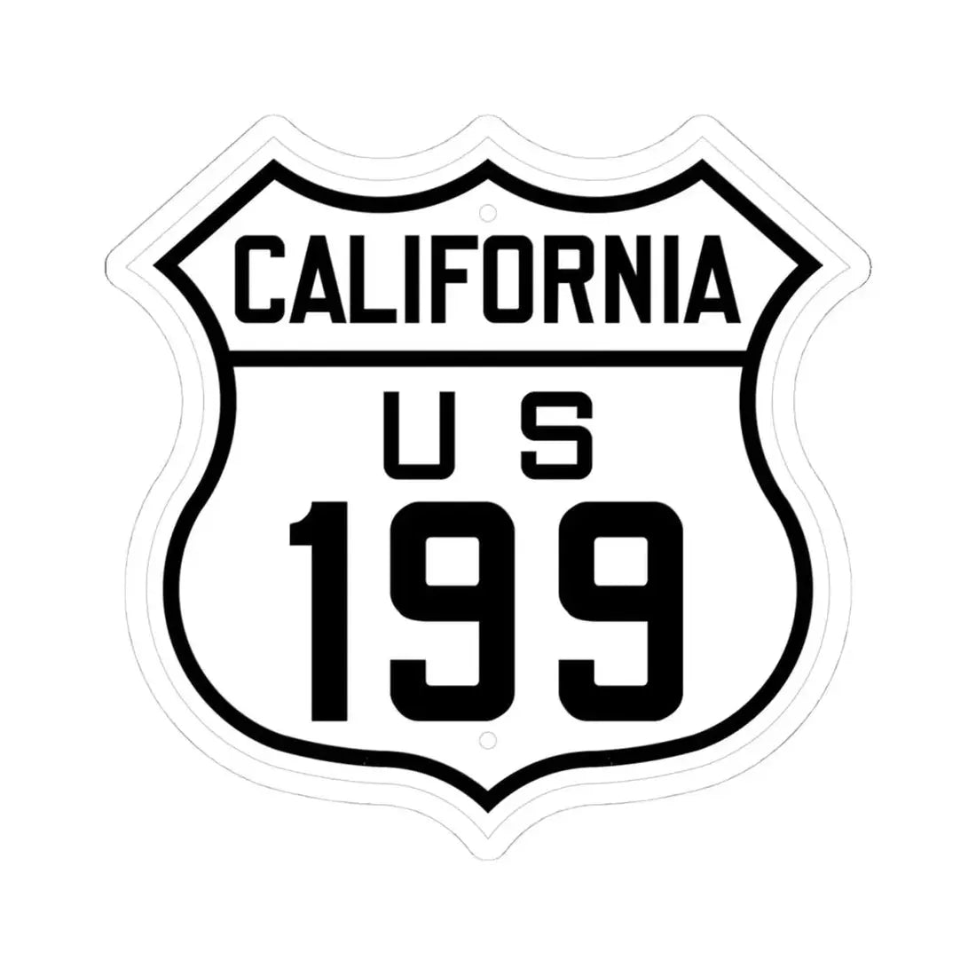 US 199 California 1926 (California) (Road Sign) STICKER Vinyl Kiss-Cut Decal 4 Inch White - The Sticker Space