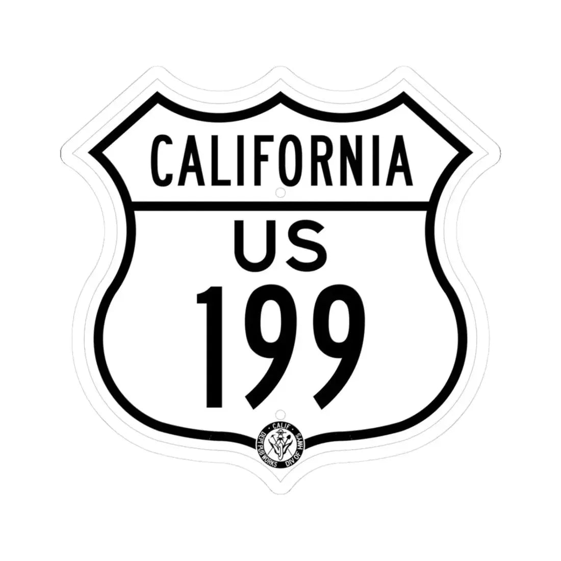 US 199 California 1948 (California) (Road Sign) STICKER Vinyl Kiss-Cut Decal 3 Inch White - The Sticker Space
