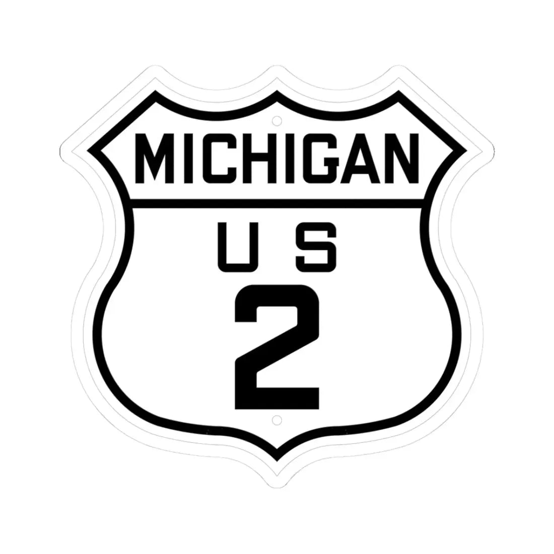US 2 Michigan 1926 (Michigan) (Road Sign) STICKER Vinyl Kiss-Cut Decal 3 Inch White - The Sticker Space