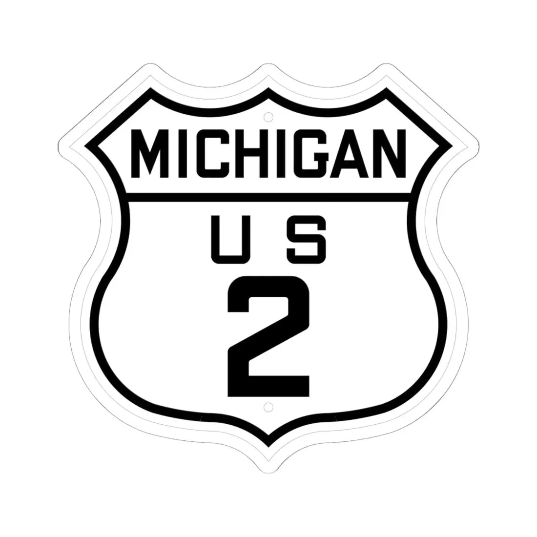 US 2 Michigan 1926 (Michigan) (Road Sign) STICKER Vinyl Kiss-Cut Decal 6 Inch White - The Sticker Space