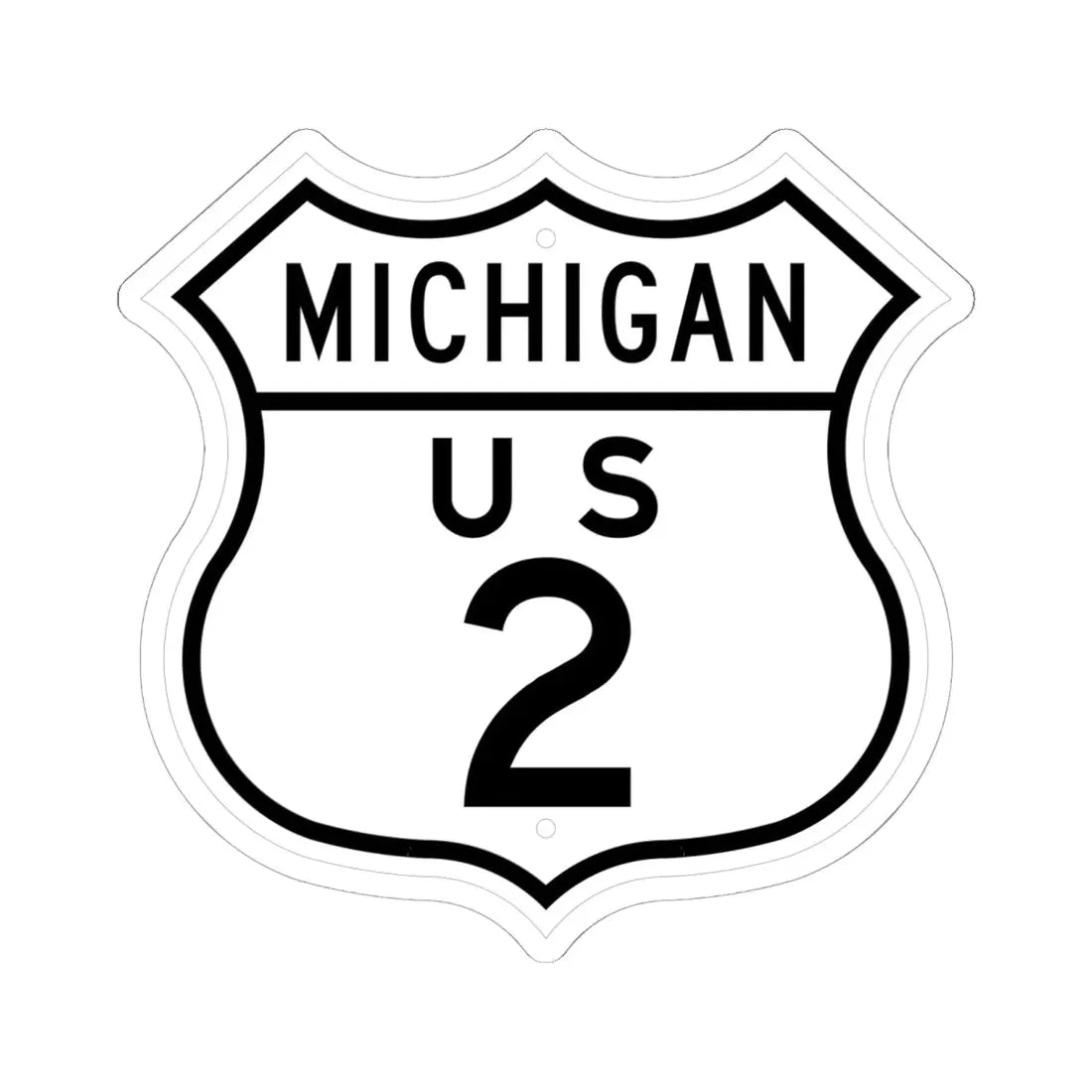US 2 Michigan 1948 (Michigan) (Road Sign) STICKER Vinyl Kiss-Cut Decal 6 Inch White - The Sticker Space