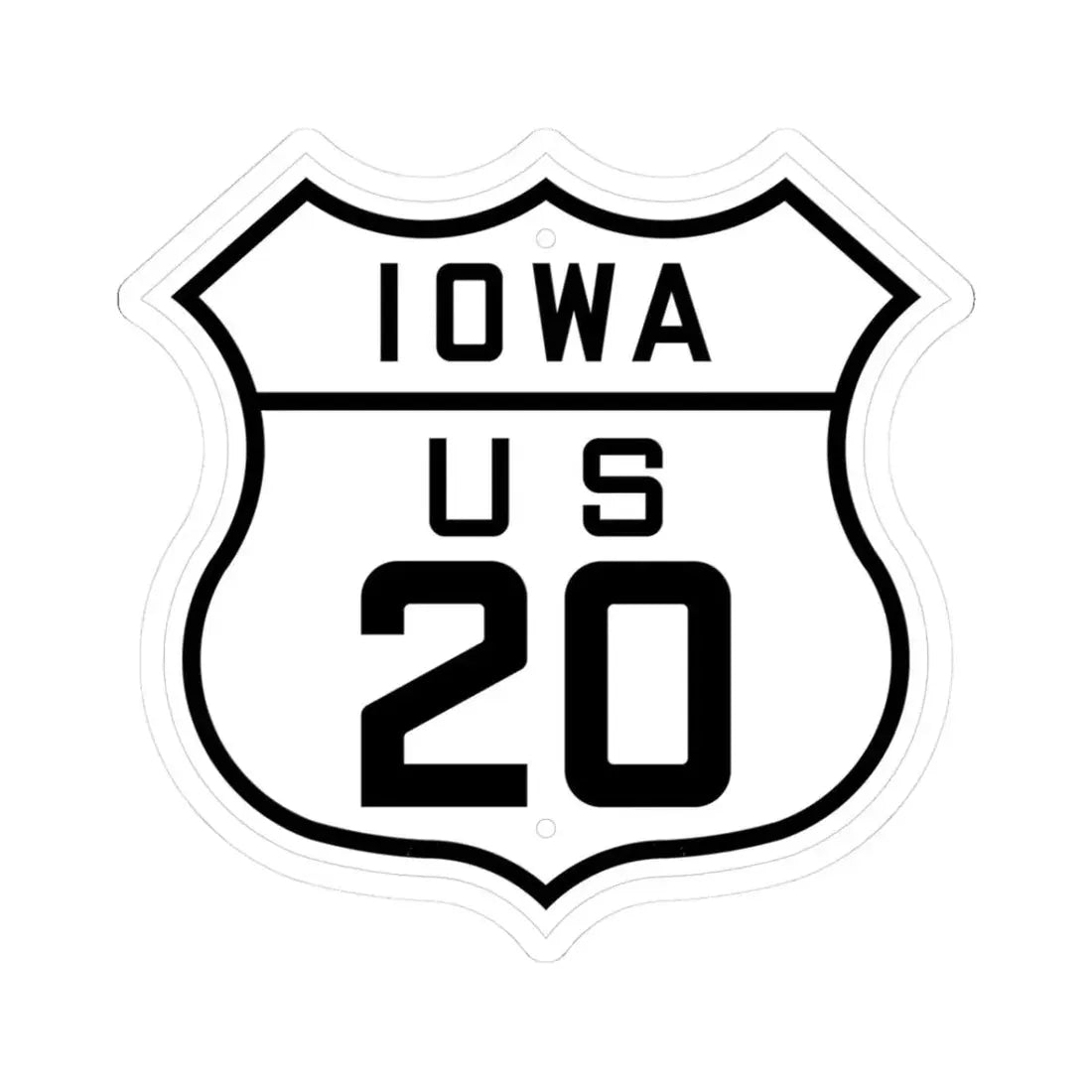 US 20 Iowa 1926 (Iowa) (Road Sign) STICKER Vinyl Kiss-Cut Decal 3 Inch White - The Sticker Space