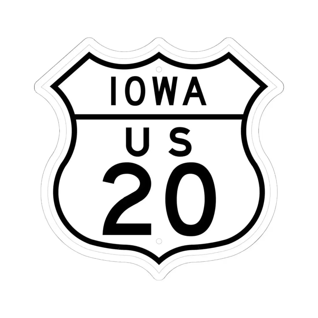 US 20 Iowa 1948 (Iowa) (Road Sign) STICKER Vinyl Kiss-Cut Decal 6 Inch White - The Sticker Space