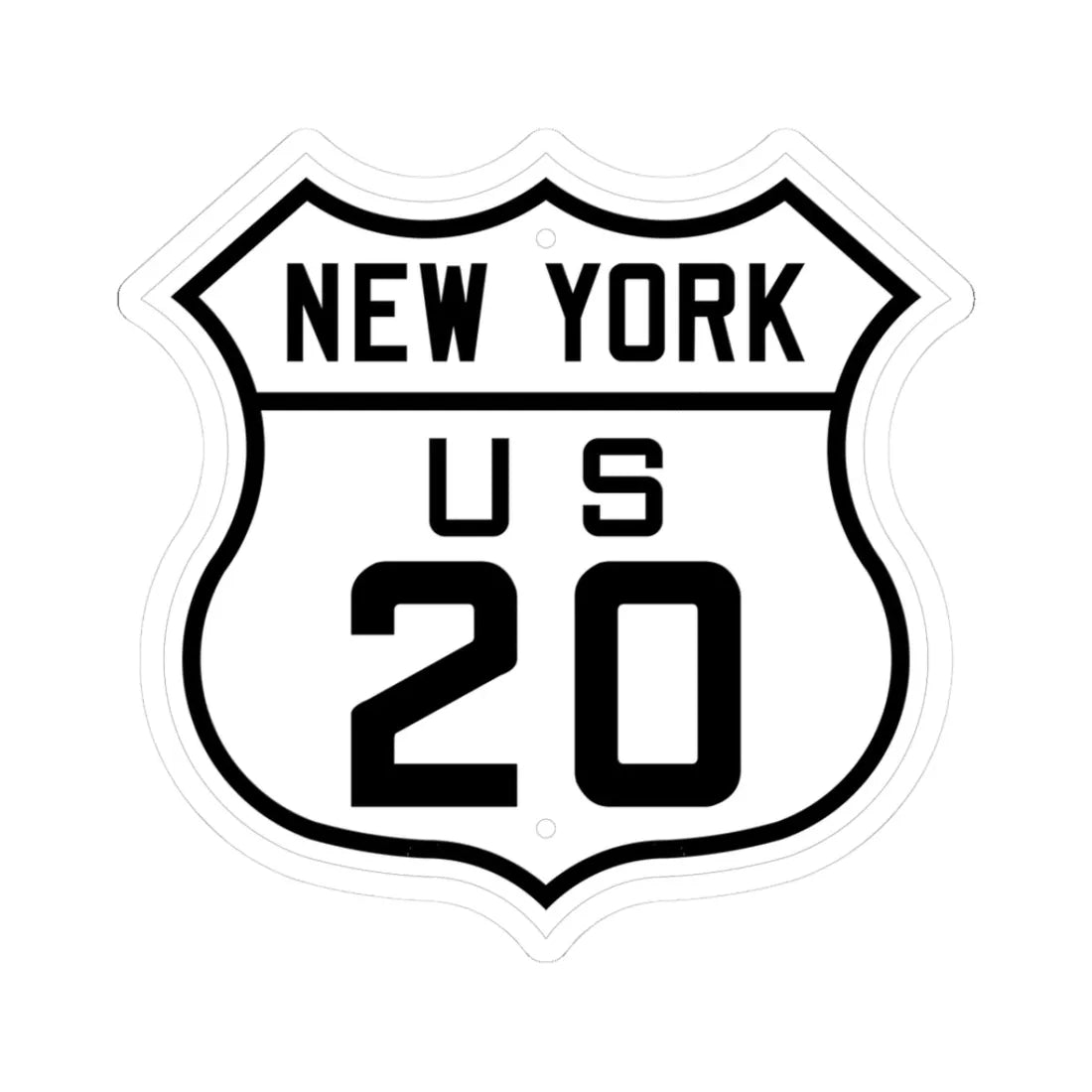 US 20 New York 1926 (New York) (Road Sign) STICKER Vinyl Kiss-Cut Decal 3 Inch White - The Sticker Space