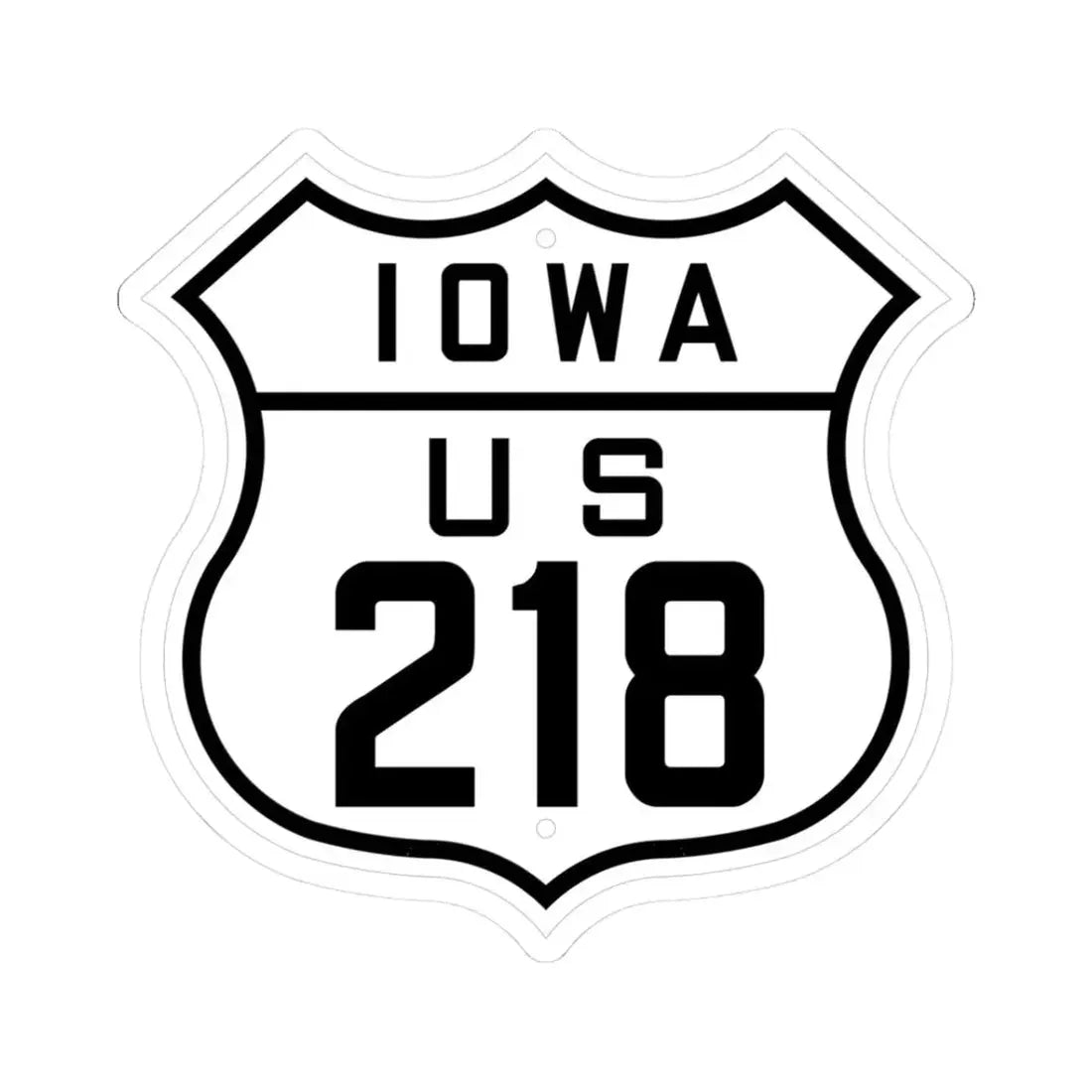 US 218 Iowa 1926 (Iowa) (Road Sign) STICKER Vinyl Kiss-Cut Decal 3 Inch White - The Sticker Space
