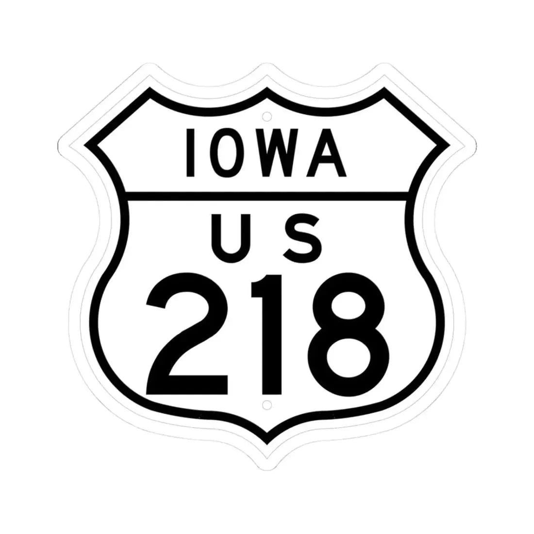 US 218 Iowa 1948 (Iowa) (Road Sign) STICKER Vinyl Kiss-Cut Decal 3 Inch White - The Sticker Space