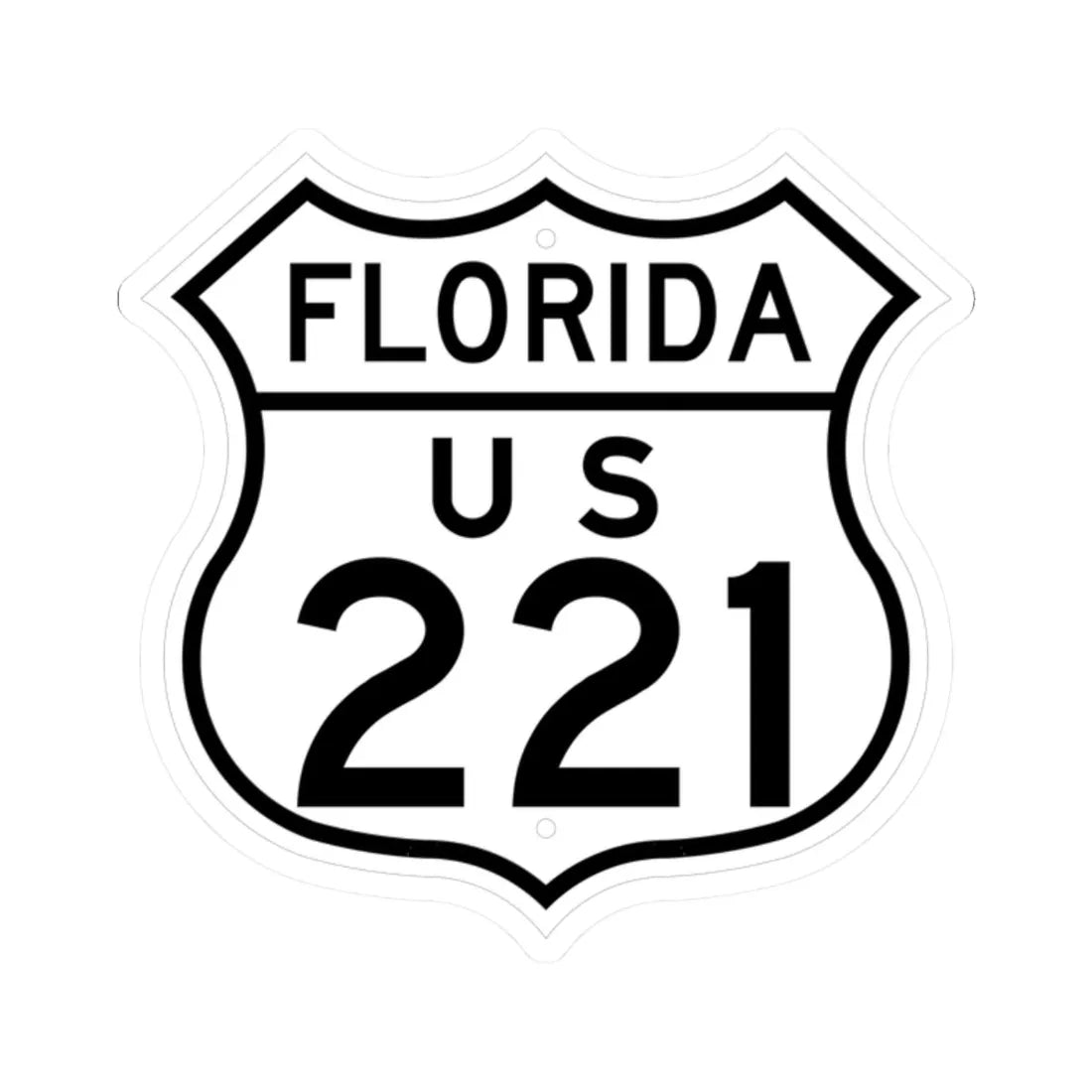 US 221 Florida 1948 (Florida) (Road Sign) STICKER Vinyl Kiss-Cut Decal 2 Inch White - The Sticker Space