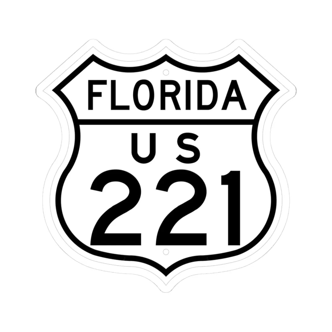 US 221 Florida 1948 (Florida) (Road Sign) STICKER Vinyl Kiss-Cut Decal 3 Inch White - The Sticker Space