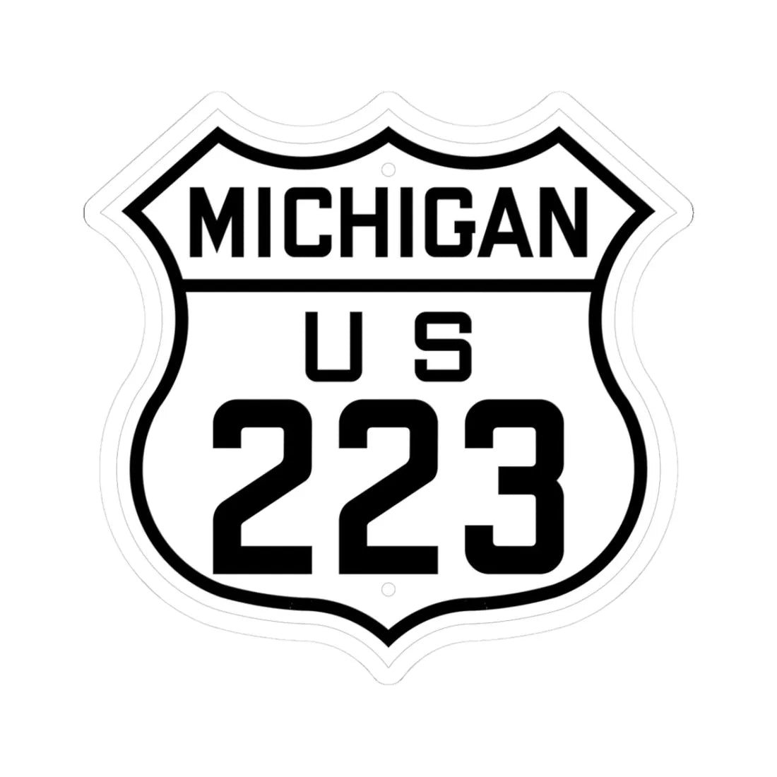 US 223 Michigan 1926 (Michigan) (Road Sign) STICKER Vinyl Kiss-Cut Decal 3 Inch White - The Sticker Space