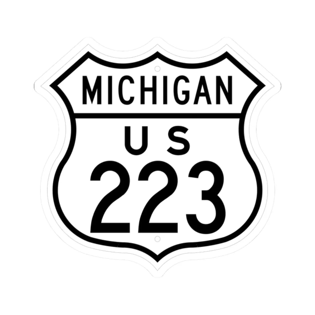 US 223 Michigan 1948 (Michigan) (Road Sign) STICKER Vinyl Kiss-Cut Decal 2 Inch White - The Sticker Space