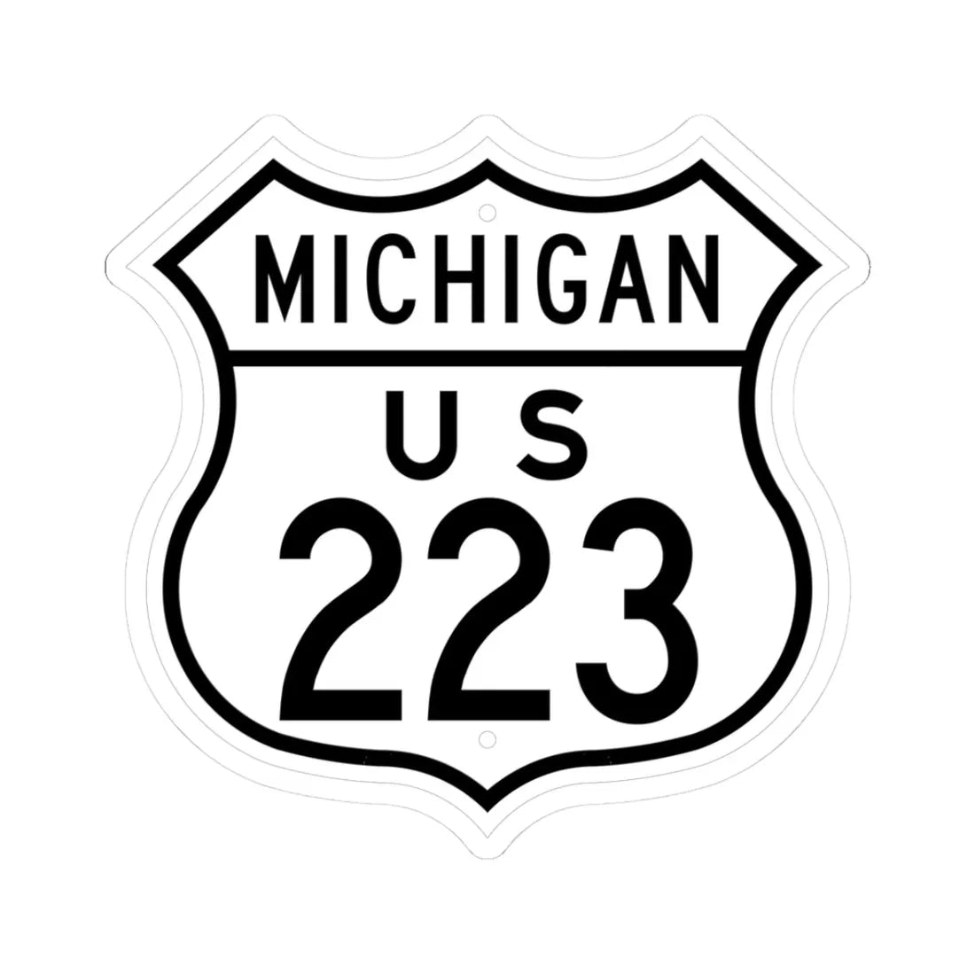 US 223 Michigan 1948 (Michigan) (Road Sign) STICKER Vinyl Kiss-Cut Decal 3 Inch White - The Sticker Space