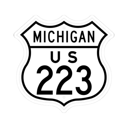 US 223 Michigan 1948 (Michigan) (Road Sign) STICKER Vinyl Kiss-Cut Decal 3 Inch White - The Sticker Space