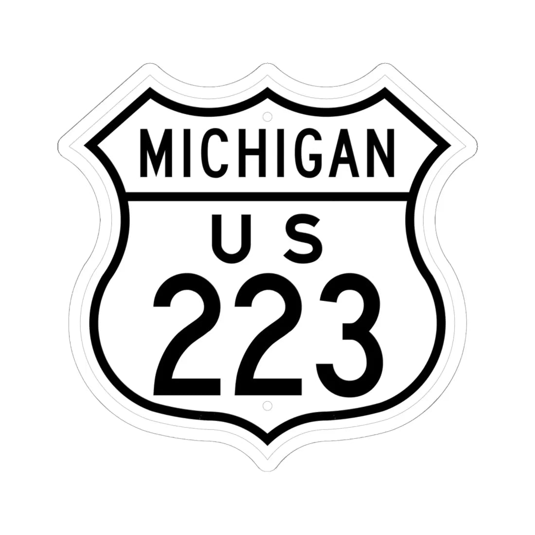 US 223 Michigan 1948 (Michigan) (Road Sign) STICKER Vinyl Kiss-Cut Decal 6 Inch White - The Sticker Space