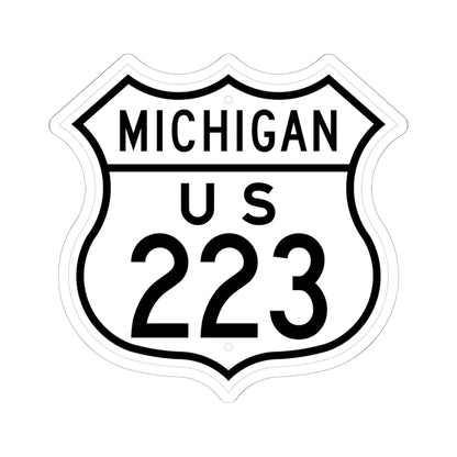 US 223 Michigan 1948 (Michigan) (Road Sign) STICKER Vinyl Kiss-Cut Decal 6 Inch White - The Sticker Space