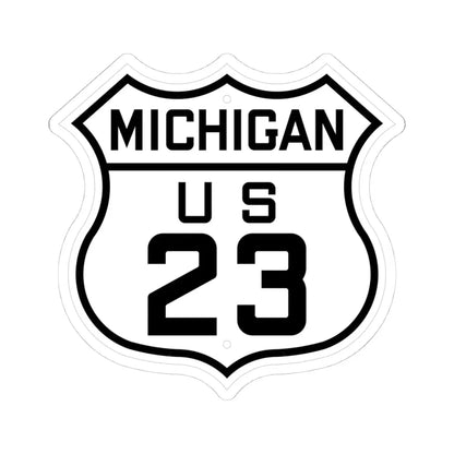 US 23 Michigan 1926 (Michigan) (Road Sign) STICKER Vinyl Kiss-Cut Decal 4 Inch White - The Sticker Space