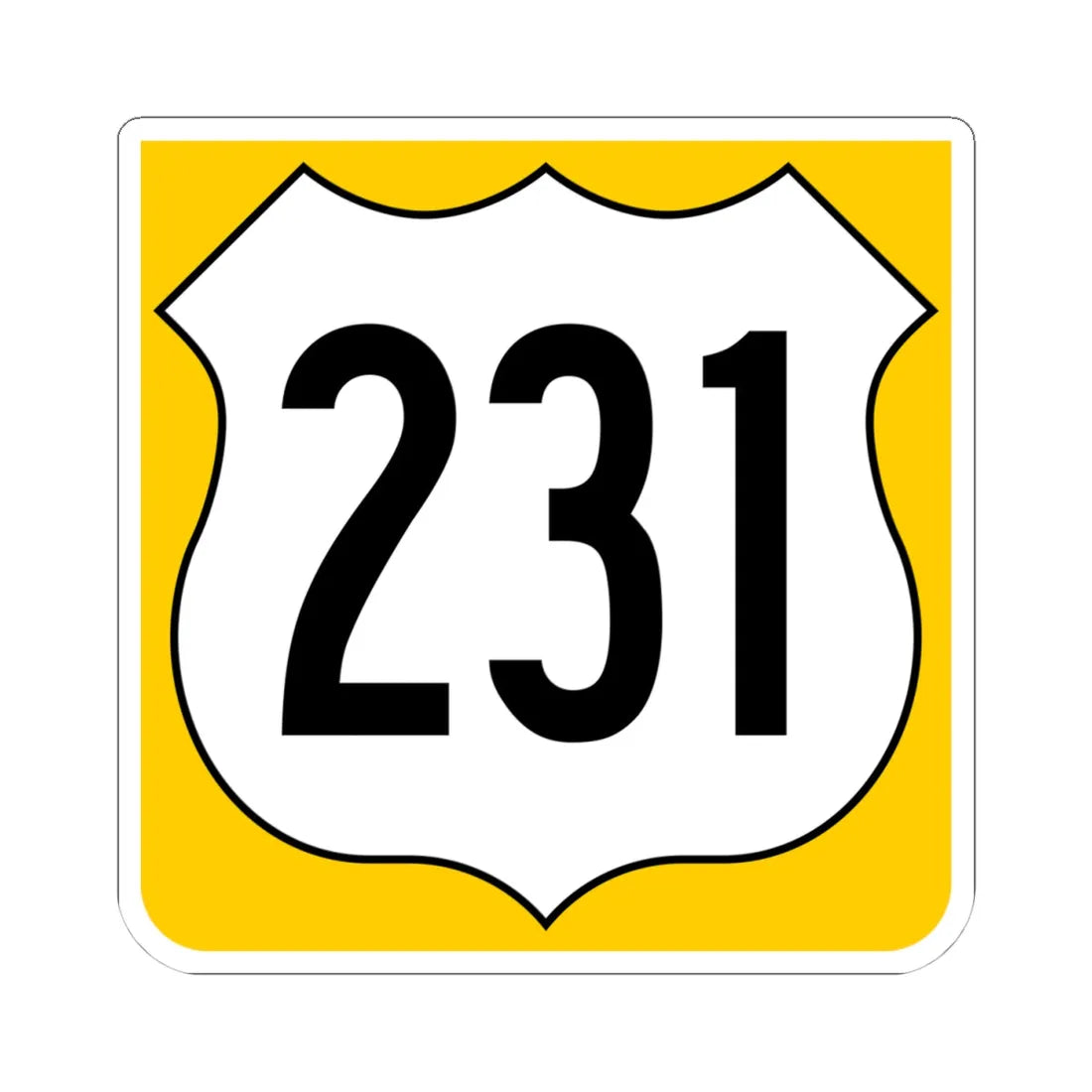 US 231 FL reversed (Florida) (Road Sign) STICKER Vinyl Kiss-Cut Decal 4 Inch White - The Sticker Space
