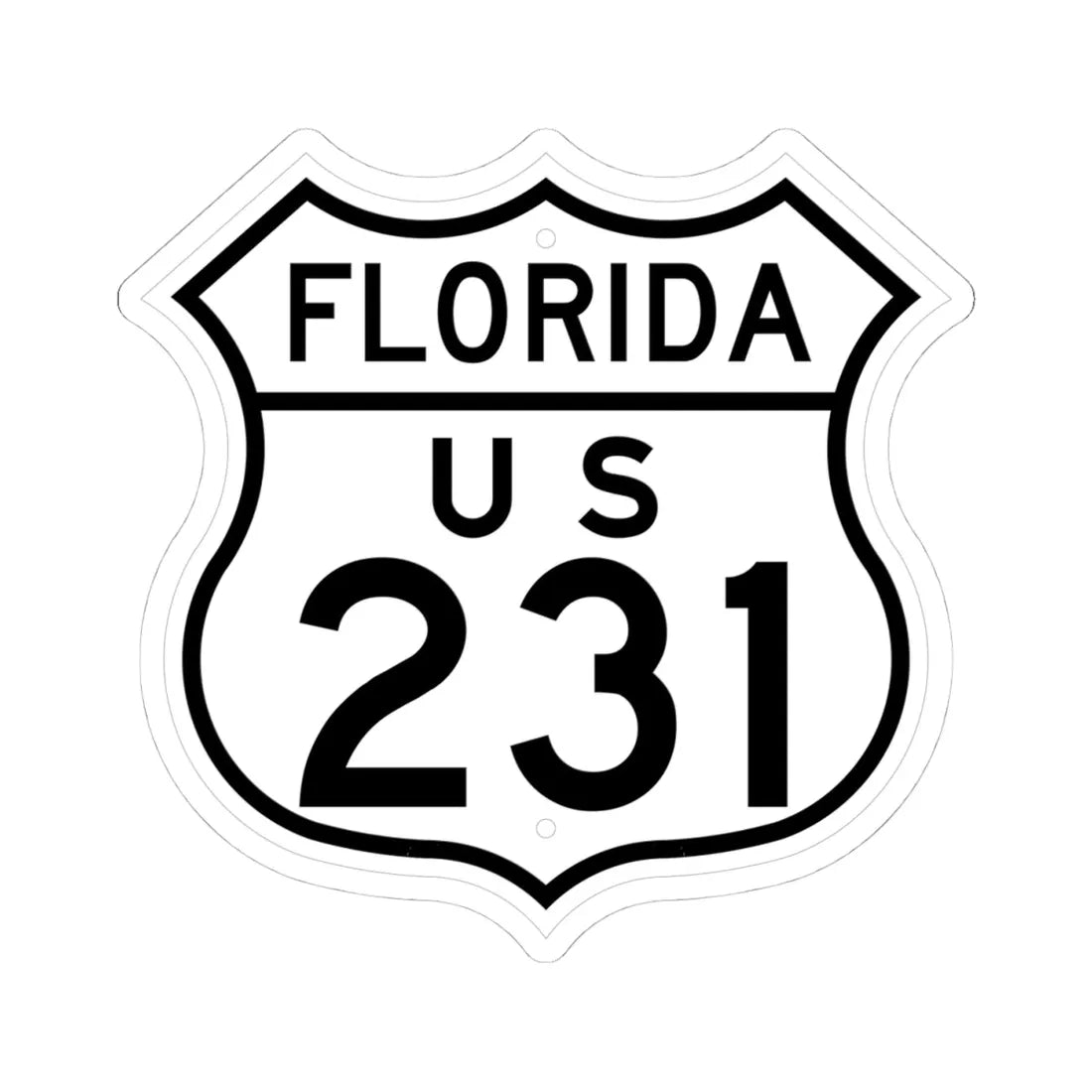 US 231 Florida 1948 (Florida) (Road Sign) STICKER Vinyl Kiss-Cut Decal 4 Inch White - The Sticker Space