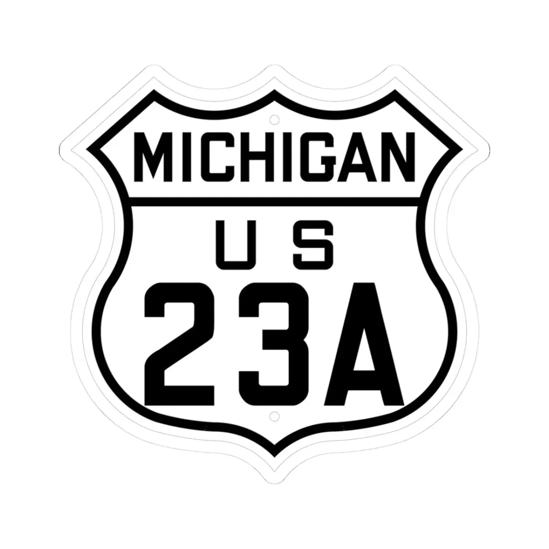 US 23A Michigan 1926 (Michigan) (Road Sign) STICKER Vinyl Kiss-Cut Decal 3 Inch White - The Sticker Space