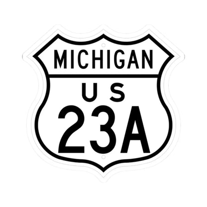 US 23A Michigan 1948 (Michigan) (Road Sign) STICKER Vinyl Kiss-Cut Decal 2 Inch White - The Sticker Space