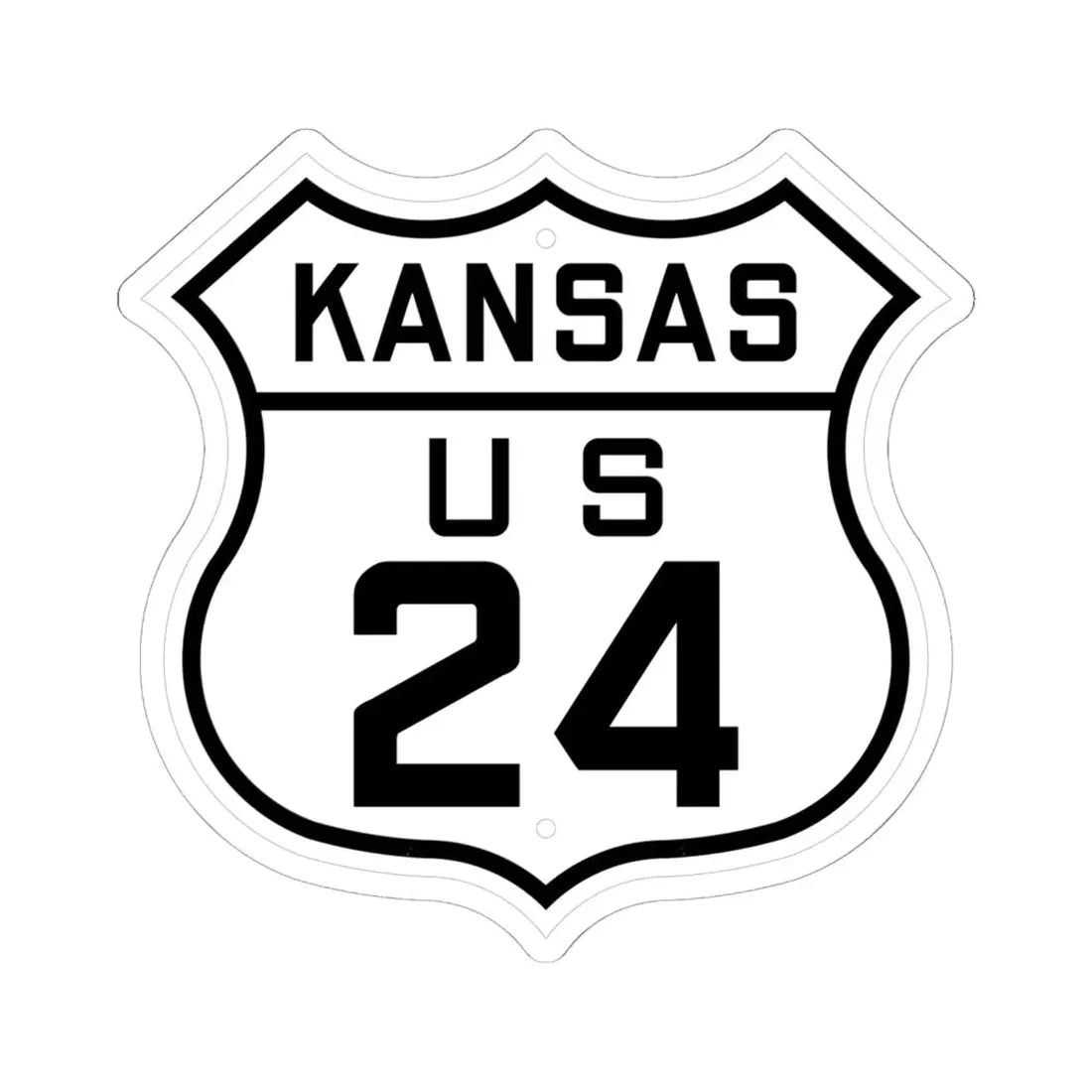 US 24 Kansas 1926 (Kansas) (Road Sign) STICKER Vinyl Kiss-Cut Decal 6 Inch White - The Sticker Space