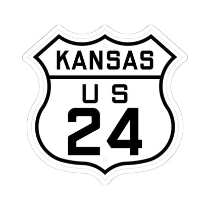 US 24 Kansas 1926 (Kansas) (Road Sign) STICKER Vinyl Kiss-Cut Decal 6 Inch White - The Sticker Space