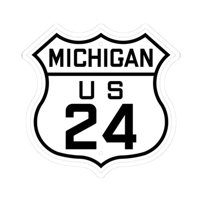 US 24 Michigan 1926 (Michigan) (Road Sign) STICKER Vinyl Kiss-Cut Decal 3 Inch White - The Sticker Space