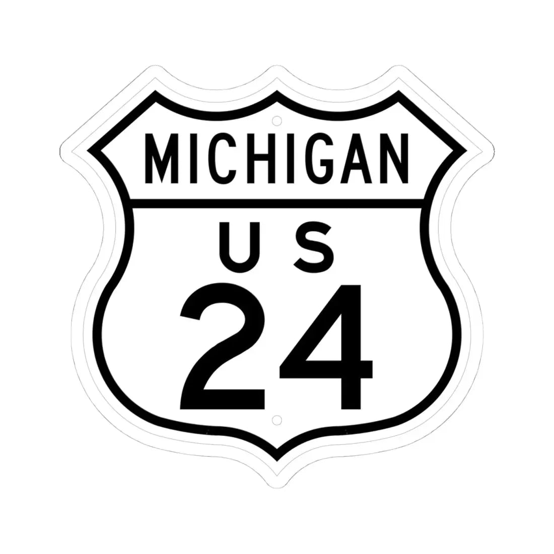 US 24 Michigan 1948 (Michigan) (Road Sign) STICKER Vinyl Kiss-Cut Decal 4 Inch White - The Sticker Space
