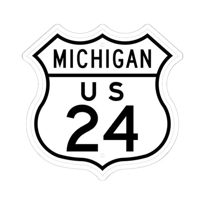 US 24 Michigan 1948 (Michigan) (Road Sign) STICKER Vinyl Kiss-Cut Decal 6 Inch White - The Sticker Space