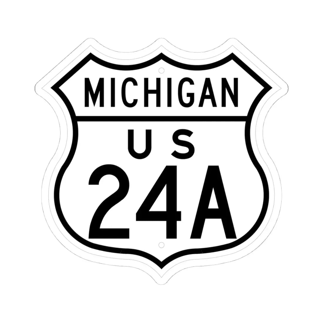 US 24A Michigan 1948 (Michigan) (Road Sign) STICKER Vinyl Kiss-Cut Decal 4 Inch White - The Sticker Space