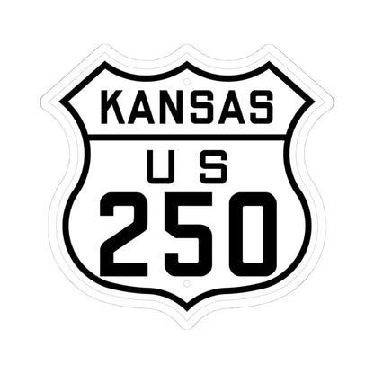US 250 Kansas 1926 (Kansas) (Road Sign) STICKER Vinyl Kiss-Cut Decal 4 Inch White - The Sticker Space