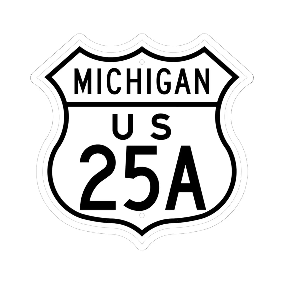 US 25A Michigan 1948 (Michigan) (Road Sign) STICKER Vinyl Kiss-Cut Decal 4 Inch White - The Sticker Space