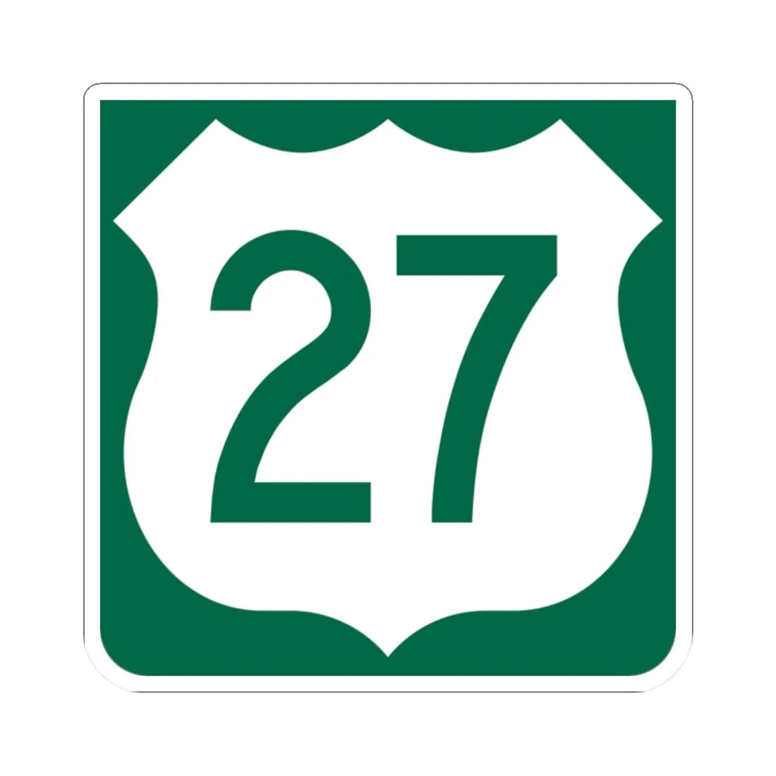 US 27 FL reversed (Florida) (Road Sign) STICKER Vinyl Kiss-Cut Decal 2 Inch White - The Sticker Space